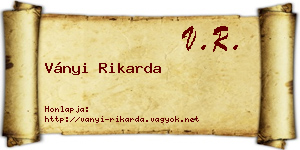 Ványi Rikarda névjegykártya
